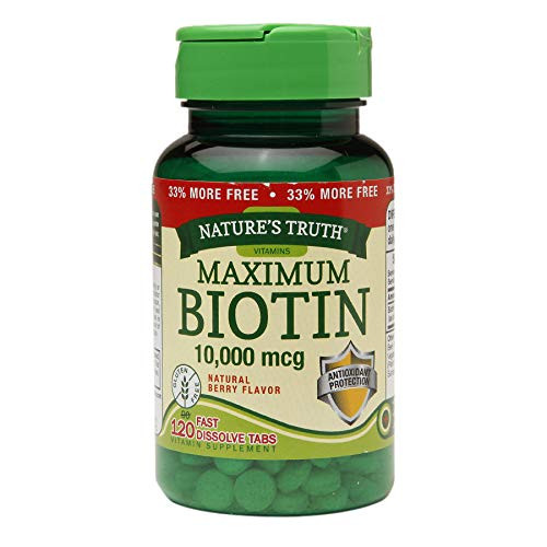 Natures Truth Maximum Biotin 10000 mg Fast Dissolve Tabs Berry - 120 ct Pack of 2