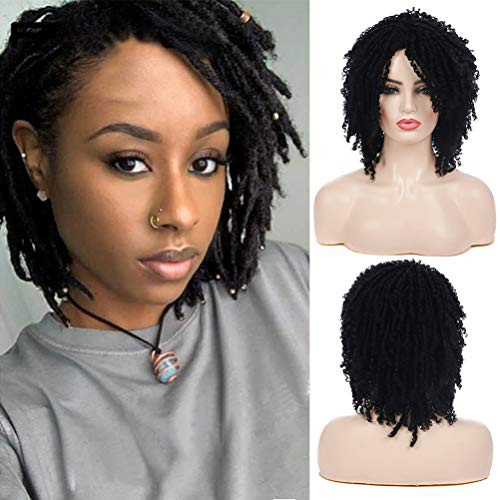 Sallcks Women Dreadlock Wig Short Twist Curly Afro Braided Wigs Black Halloween Cosplay Custome Synthetic Hair Full Wig Sallcks Women Dreadlock Wig Short Twist Curly Afro Braided Wigs Black Halloween Cosplay Custome Synthetic Hair Full Wig