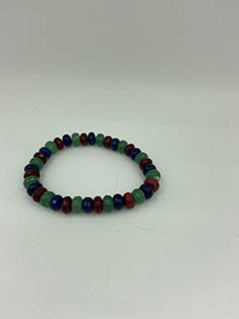 Natural Ruby Emerald and Sapphire Gemstone Beaded Stretch Bracelet Natural Ruby Emerald and Sapphire Gemstone Beaded Stretch Bracelet
