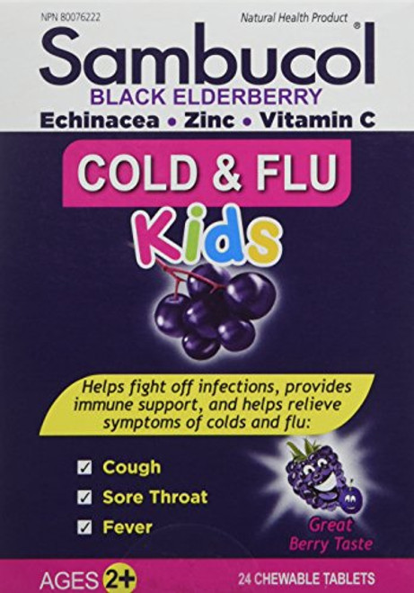 SAMBUCOL Cold and Flu Kids Chewables 24 CT