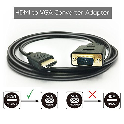 HDMI to VGA, PeoTRIOL Active HDMI Male to VGA Male M/M Video Audio Converter Adapter Cable Cord Support Full 1080P from HDMI port PC Laptop HDTV to D-SUB HD 15 Pin VGA Monitors Projector-6ft/1.8M