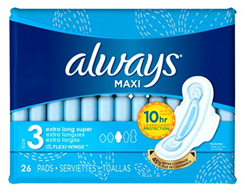 Always Pads Maxi Extra-Long Size 3-26 Count Super 2 Pack