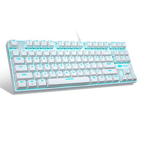 White MK-Star TKL LED Backlit Mechanical Gaming KeyboardMageGee Compact 87 Key Mechanical Computer Keyboard USB Wired Blue Switches for Windows Laptop Gaming PC