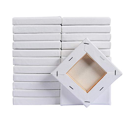 Stretched Canvas for Painting 4x4 Painting Canvas Panels 24 Pack Cotton White Blank Canvases Primed Art Canvases Boards for Kids Mini Paint Canvas for Oil   Acrylic Painting