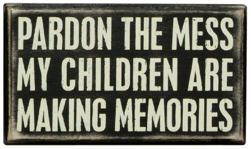 Primitives by Kathy "Pardon The Mess Box Sign, 6" x 3.5", Neutral Primitives by Kathy "Pardon The Mess Box Sign, 6" x 3.5", Neutral