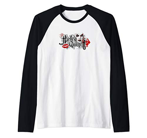 Batman Arkham Knight Harley Quinn Lips Raglan Baseball Tee