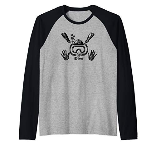 iDive Liquid Black Scuba Dive Diving Diver Raglan Baseball Tee