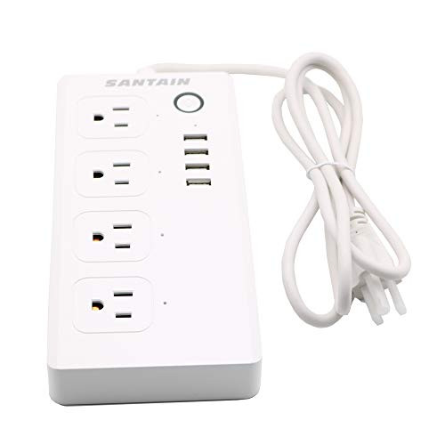SANTAIN Smart Power Strip WiFi Plug Multiple Outlet Surge Protector USB Bar   FCC certified Remote Control Timing Schedule Compatible with Alexa Echo Google HomeIFTTT