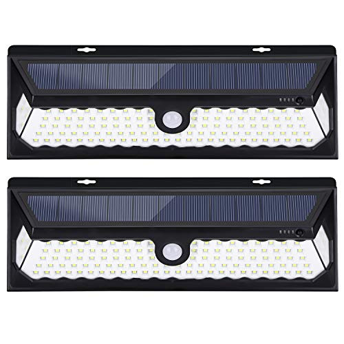 Solar Motion Sensor Light Outdoor 118 LED Security Lights with 3 Modes 270 Wide Angle Wireless Motion Derector IP65 Waterproof Wall Light for Outside Front Door Garage Yard Deck - 2 Pack