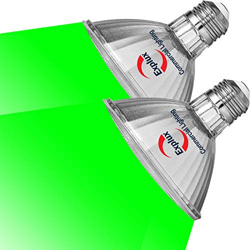 Explux Green LED PAR30 Short Neck Flood Light Bulbs Dimmable Full-Glass Weatherproof 75W Equivalent 2-Pack