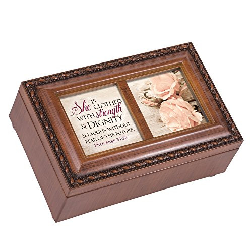 Cottage Garden She is Clothed with Strength Woodgrain Petite Music Box Plays How Great Thou Art Cottage Garden She is Clothed with Strength Woodgrain Petite Music Box Plays How Great Thou Art
