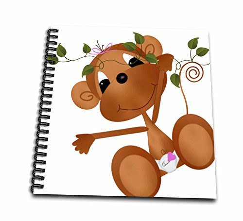 3dRose db-35897-1 Baby Monkey Swinging-Drawing Book 8 by 8-Inch