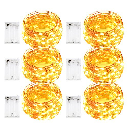 Sanniu Led Fairy Lights, 6 Packs Battery Powered Copper Wire Starry Fairy Lights, Battery Operated Lights for Bedroom, Christmas, Parties, Wedding, Centerpiece, Decoration (5m/16ft Warm White) Sanniu Led Fairy Lights, 6 Packs Battery Powered Copper Wire Starry Fairy Lights, Battery Operated Lights for Bedroom, Christmas, Parties, Wedding, Centerpiece, Decoration (5m/16ft Warm White)