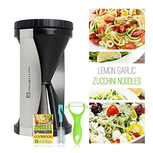 Spiralizer Vegetable Spiral Slicer and Peeler Bundle,2-IN-1 Veggie Cutter Zucchini Noodle Pasta Maker for Healthy Spaghetti Zoodles,Best Kitchen Spiralizers Julienne Vegetables