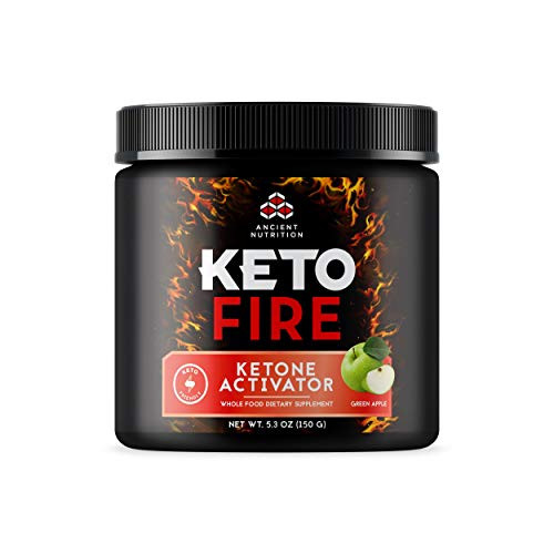 Ancient Nutrition KetoFIRE Powder Keto Supplement with BHB Salts as Exogenous Ketones MCTs from Coconut Caffeine and Electrolytes Ketone Activator Green Apple Flavor 10 Servings