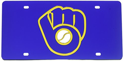 Rico Industries MLB Milwaukee Brewers Laser Cut License Plate Blue