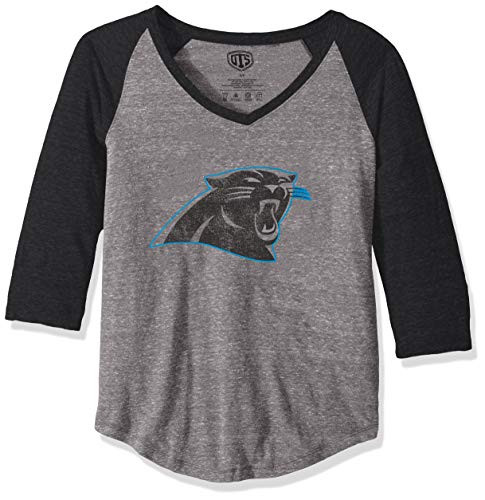 OTS NFL Carolina Panthers Mens Triblend Raglan Tee Distressed Iced XX-Large