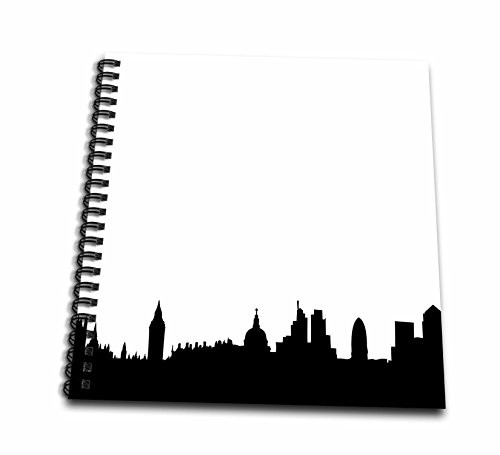 3dRose db-113052-1 London Skyline Silhouette Stylish Black and White Buildings Modern Contemporary UK British Souvenir-Drawing Book 8 by 8-Inch