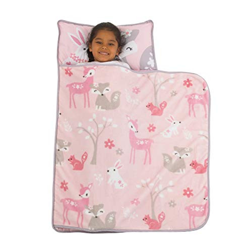 Everything Kids Pink   Grey Fox Toddler Nap Mat with Pillow   Blanket Pink Grey White Rose