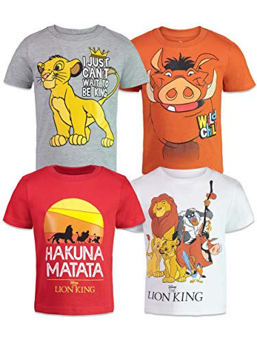 Disney Lion King Toddler Boys 4 Pack T-Shirts Simba Timon Pumbaa Zazu Nala 5T