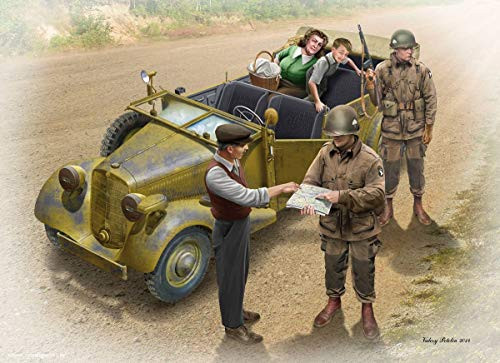 Masterbox 135 Scale Hitch On The Road US Paratroopers and Civilians - Plastic Model Building Set  35161