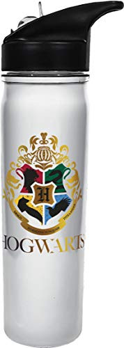 Spoontiques Hogwarts Crest Opaque Flip Top Water Bottle 18 ounces White