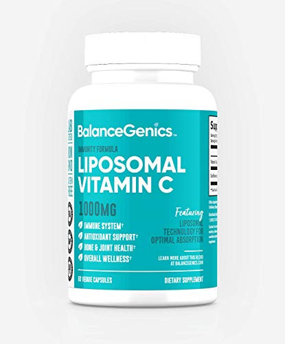 Liposomal Vitamin C Capsules  Highly Absorbable Ascorbic Acid Supports Immune System and Collagen Production 1000mg Per Serving Antioxidant Support 60 Vegetarian Capsules