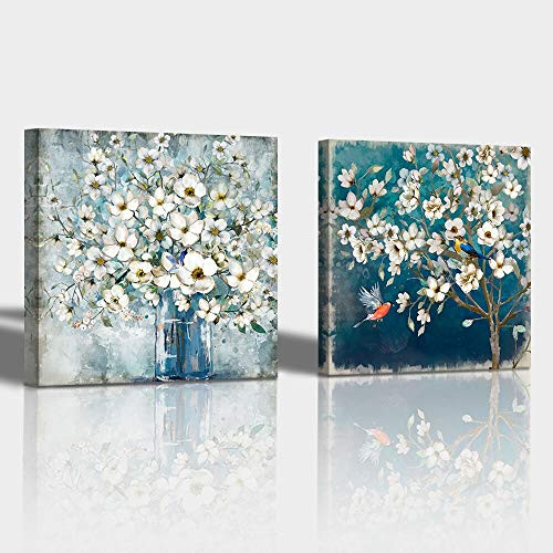 Canvas Wall Art Flower Pictures Wall Decor for Bedroom Bathroom Framed Artwork for Walls Modern Wall Decorations Size 14x14