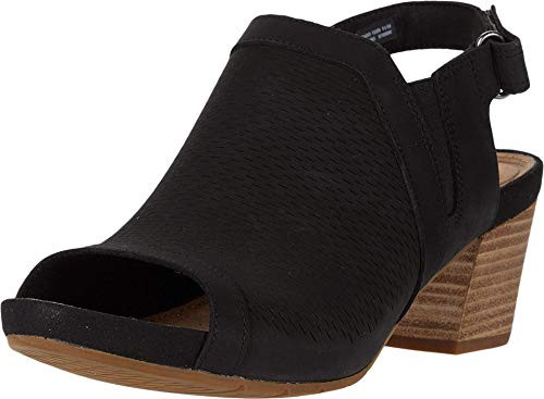 Clarks Womens Un Palma Go Heeled Sandal Black Nubuck 6_5 Wide