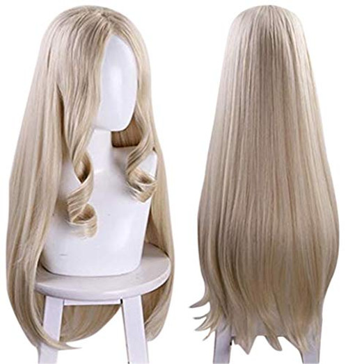 ANOGOL Wig CapBlonde Wigs Long Curly Bang Cosplay Wig Blonde Synthetic Hair Wigs for Women Girls