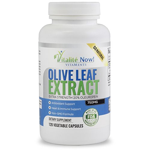 Super Strength Best Olive Leaf Extract Non-GMO - 20 Oleuropein - Anti-inflammatory - Potent Antioxidant Immune Support Supplement - Up to 4 Months - 750mg Capsules - Vegetarian - 120 Count Super Strength Best Olive Leaf Extract Non-GMO - 20 Oleuropein - Anti-inflammatory - Potent Antioxidant Immune Support Supplement - Up to 4 Months - 750mg Capsules - Vegetarian - 120 Count