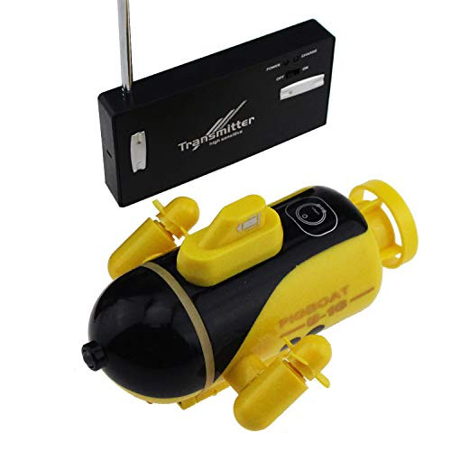 Tipmant Kids Mini Radio Remote Control Submarines Toys RC Boat Waterproof Diving Water Gift Yellow