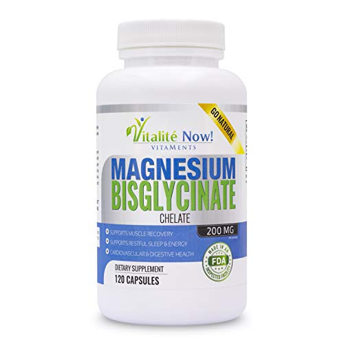 Magnesium Bisglycinate 200mg 100 Chelated - Max Absorption   Bioavailability Fully Reacted   Buffered No Laxative Effect - Sleep Energy Stress Anxiety Leg Cramps Headaches - Non-GMO