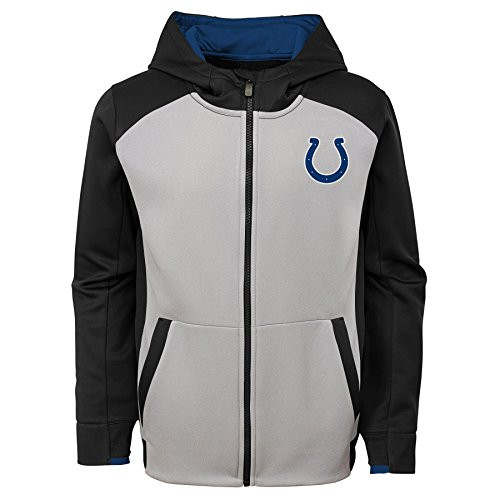 NFL Indianapolis Colts Boys Outerstuff Hi Tech Performance Full Zip Hoodie Team Color  Kids Large 7