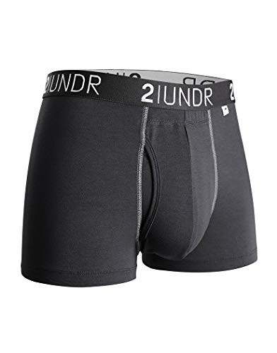 2UNDR Mens Swing Shift 3 Boxer Trunk Underwear BlackGrey Medium