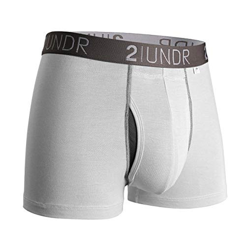 2UNDR Mens Swing Shift 3 Boxer Trunk Underwear WhiteGrey X-Large