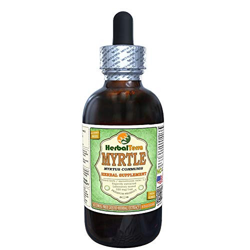 Organic Myrtle Myrtus communis Glycerite Dried Leaves Alcohol-Free Liquid Extract Brand Name HerbalTerra Proudly Made in USA 4 fl_oz 120 ml