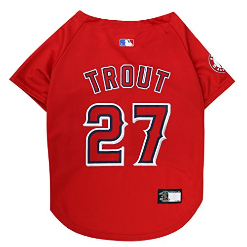 MLBPA Dog Jersey - Mike Trout 27 Pet Jersey - MLB Los Angeles Angels Mesh Jersey X-Large