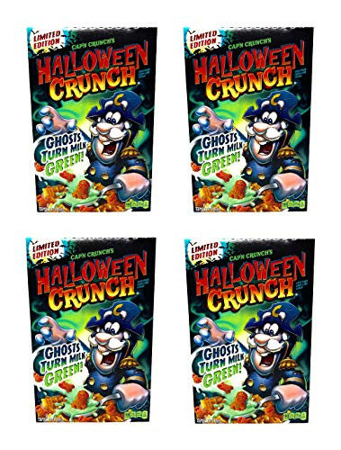 Capn Crunch Halloween Crunch Limited Edition Breakfast Cereal - Pack of 4 Boxes - 13 oz Per Box - Ghosts Turn Milk Green
