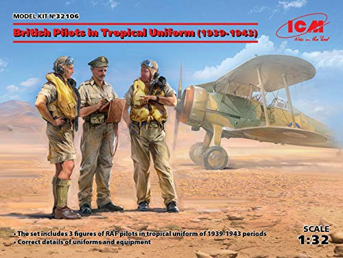 ICM 132 Scale British Pilots in Tropical Uniform 1939-1943 3 Figures - Plastic Model Building Kit 32106 ICM 132 Scale British Pilots in Tropical Uniform 1939-1943 3 Figures - Plastic Model Building Kit 32106