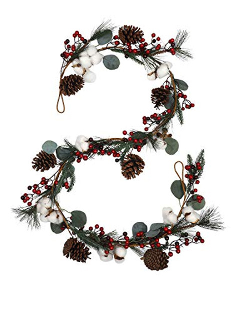 vensovo Artificail Christmas Cotton Pine Garland - 6 FT Christmas Garland Decoration with Red Berry Eucalyptus Leaves Cotton Balls Pinecones Winter Holiday Greenery Decor
vensovo Artificail Christmas Cotton Pine Garland - 6 FT Christmas Garland Decoration with Red Berry Eucalyptus Leaves Cotton Balls Pinecones Winter Holiday Greenery Decor