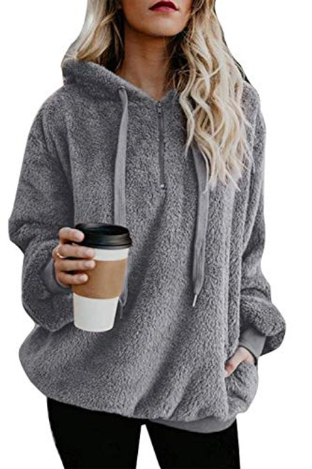 ReachMe Womens Oversized Sherpa Pullover Hoodie with Pockets Fuzzy Fleece Sweatshirt Fluffy CoatA Grey3XL ReachMe Womens Oversized Sherpa Pullover Hoodie with Pockets Fuzzy Fleece Sweatshirt Fluffy CoatA Grey3XL