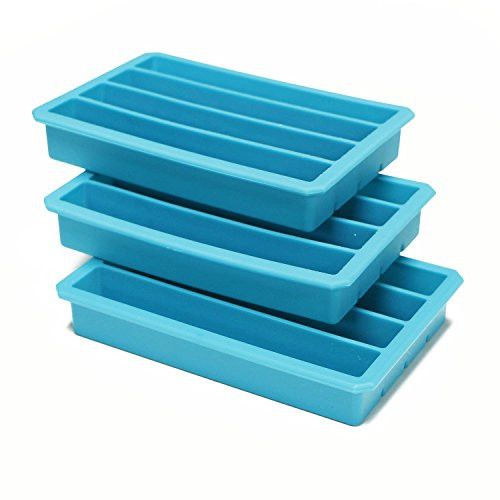 Webake 3-pack Silicone Ice Cube Tray, Blue Ice Cube Mold 12 Cavity, Slot Shape