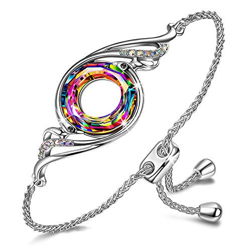 Kate Lynn Christmas Bracelets for Women Phoenix Adjustable Link Bracelet Crystals from Swarovski Jewelry for Women Unique Bracelet Peacock Gifts for Mom Statement Jewelry