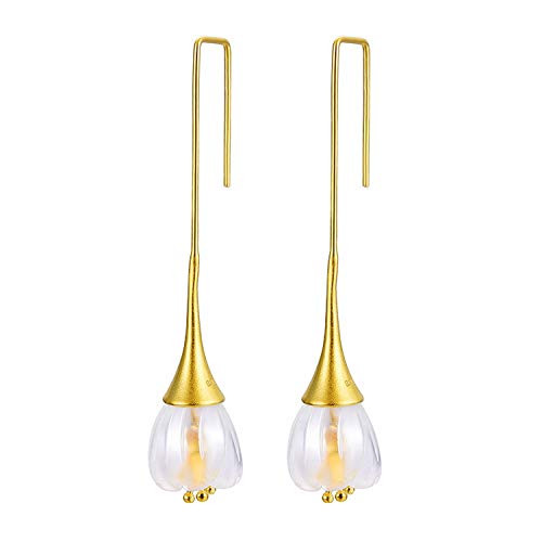 Lotus Fun S925 Sterling Silver Natural Crystal Flower Drop Earrings Delicate Carved Flower Dangle Earring for Girls and Women Handmade Unique Jewelry Gold Lotus Fun S925 Sterling Silver Natural Crystal Flower Drop Earrings Delicate Carved Flower Dangle Earring for Girls and Women Handmade Unique Jewelry Gold