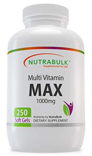 NutraBulk Multi-Vitamin MAX Well-Absorbed Soft Gels 250 Count