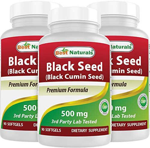 3 Pack - Best Naturals Black Seed Oil 500 mg 90 Softgels Total 270 Count