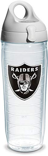 Tervis NFL Oakland Raiders Emblem Individual Water Bottle with Gray Lid 24 oz Clear -