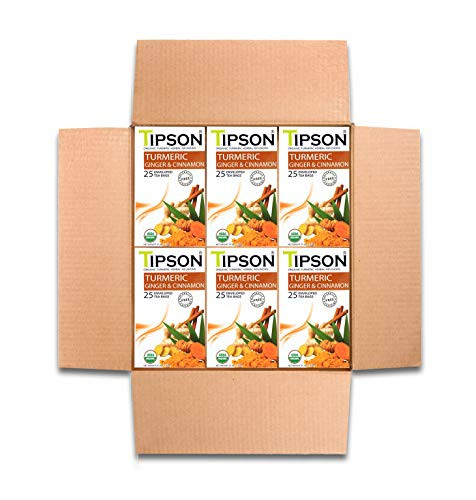 Tipson Tea Organic Tumeric Ginger   Cinnamon with Herbal Infusions- 150 Tea Bags by MunchBox