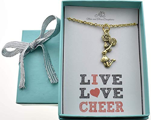 Cheerleader Charm Necklace in gold plated pewter on a 16 gold plated stainless steel rolo chain_ Cheerleader gift_ Cheerleading_ Cheerleader Charm Necklace in gold plated pewter on a 16 gold plated stainless steel rolo chain_ Cheerleader gift_ Cheerleading_